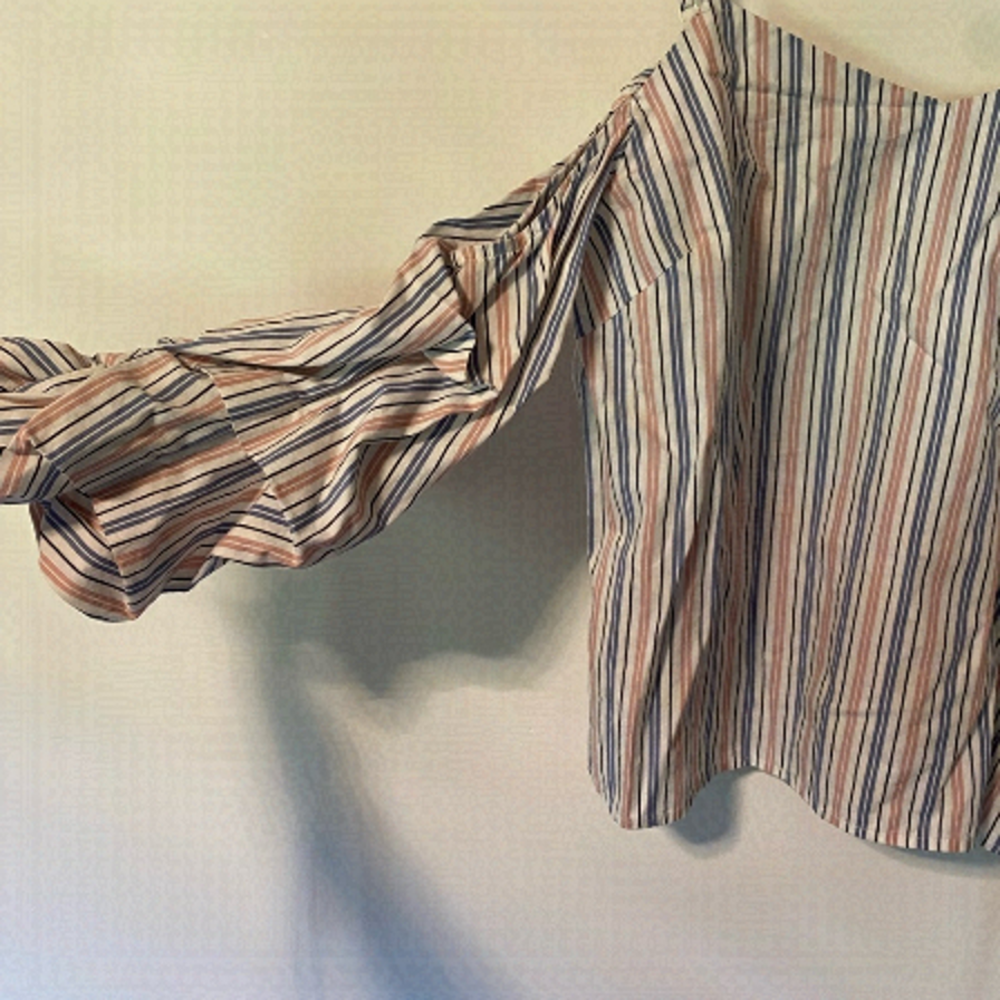Paper Crane Size Large 100% Cotton Striped Cold Shoulder Top